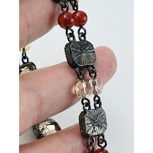 Vintage Avon Bracelet Marked HS Honor Society Bead Jewelry Amber look citrine gr - Picture 9 of 9